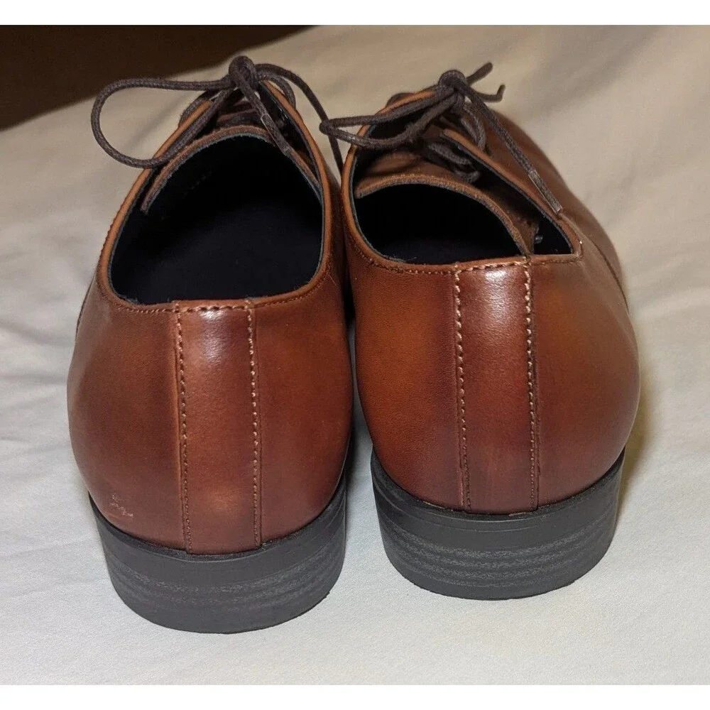 Men’s Nordstrom Brown Leather Derby Dress Shoes Size 10.5 Lace-Up Plain Toe
